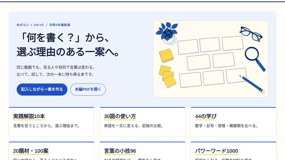 サムネのキャッチコピー大全のトップ画面